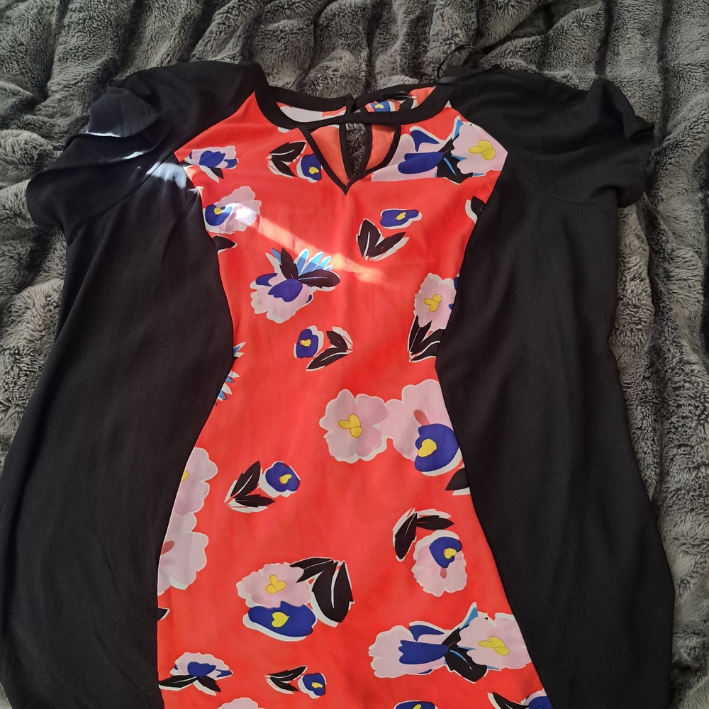 City Chic Red and Black Floral Dress